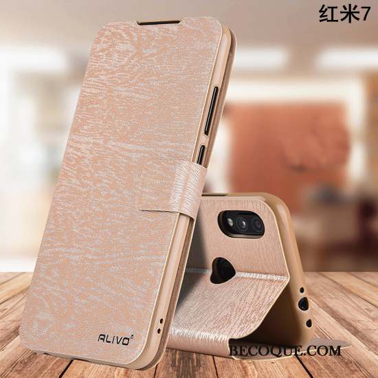 Redmi 7 Coque De Téléphone Clamshell Fluide Doux Petit Or Incassable