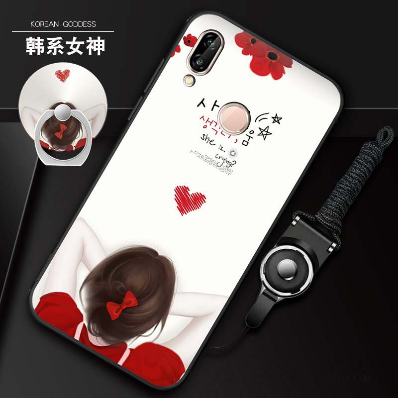 Redmi 7 Coque Fluide Doux Rouge Blanc Dessin Animé Petit Étui