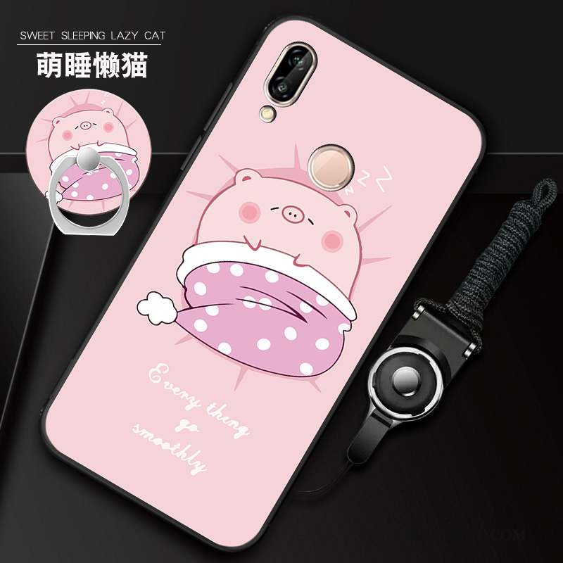 Redmi 7 Coque Fluide Doux Rouge Blanc Dessin Animé Petit Étui