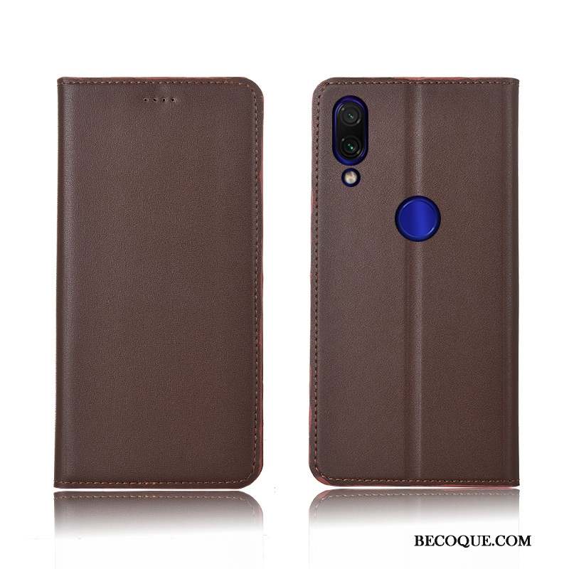 Redmi 7 Nouveau Coque De Téléphone Cuir Véritable Clamshell Étui Silicone