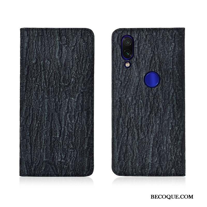 Redmi 7 Étui En Cuir Cuir Véritable Coque Arbres Silicone Clamshell