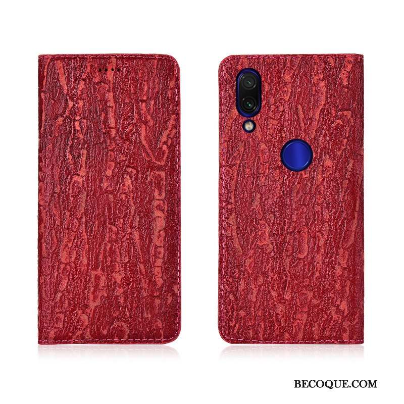 Redmi 7 Étui En Cuir Cuir Véritable Coque Arbres Silicone Clamshell