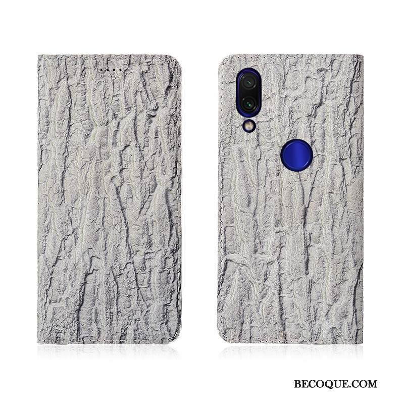 Redmi 7 Étui En Cuir Cuir Véritable Coque Arbres Silicone Clamshell