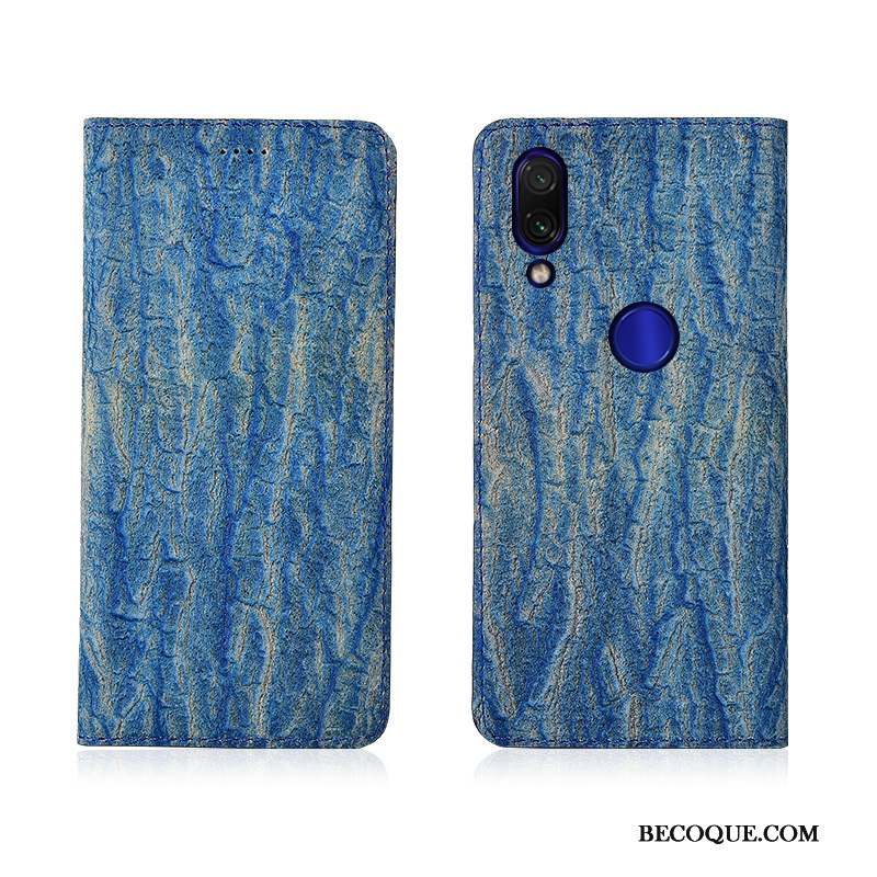 Redmi 7 Étui En Cuir Cuir Véritable Coque Arbres Silicone Clamshell