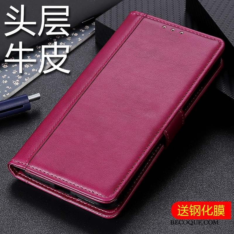 Redmi 7a Clamshell Rouge Protection Étui Étui En Cuir Coque De Téléphone