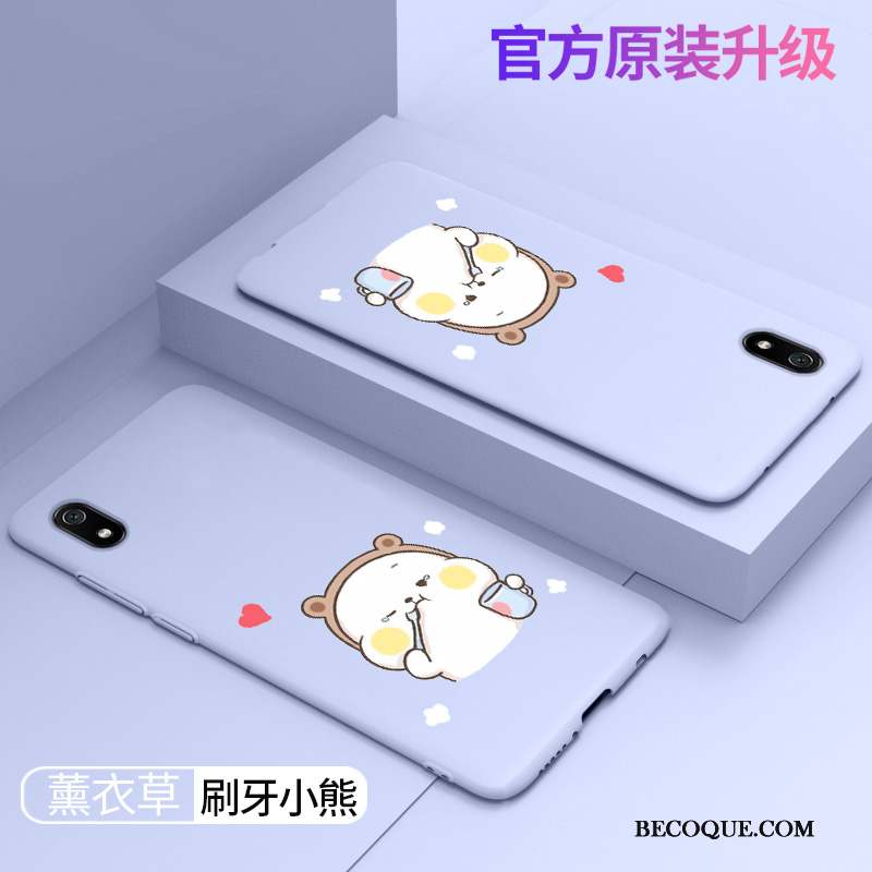 Redmi 7a Coque Dessin Animé Rouge Simple Délavé En Daim Charmant Vert