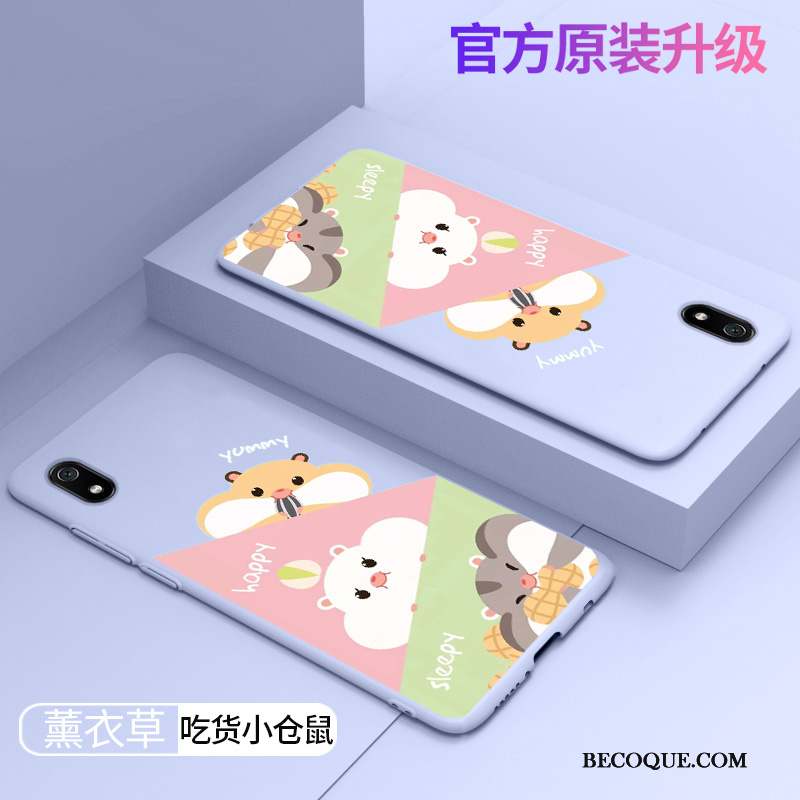 Redmi 7a Coque Dessin Animé Rouge Simple Délavé En Daim Charmant Vert