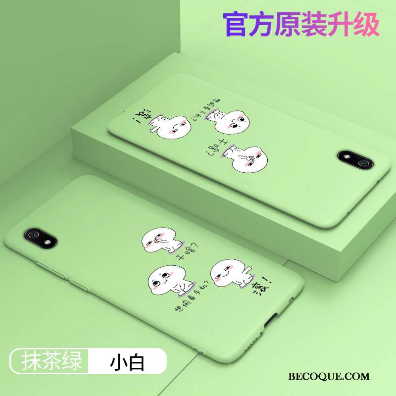 Redmi 7a Coque Dessin Animé Rouge Simple Délavé En Daim Charmant Vert