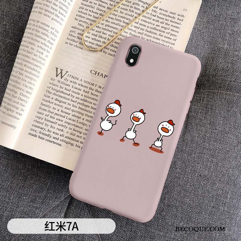 Redmi 7a Coque Fluide Doux Protection Personnalité Très Mince Rose Simple