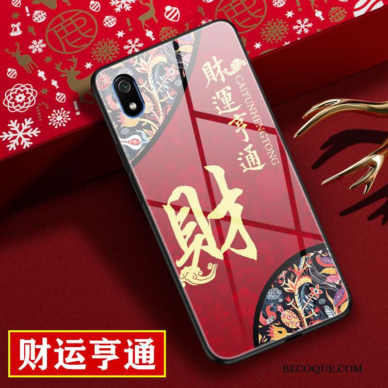 Redmi 7a Coque Personnalité Tout Compris Difficile Miroir Rouge Protection