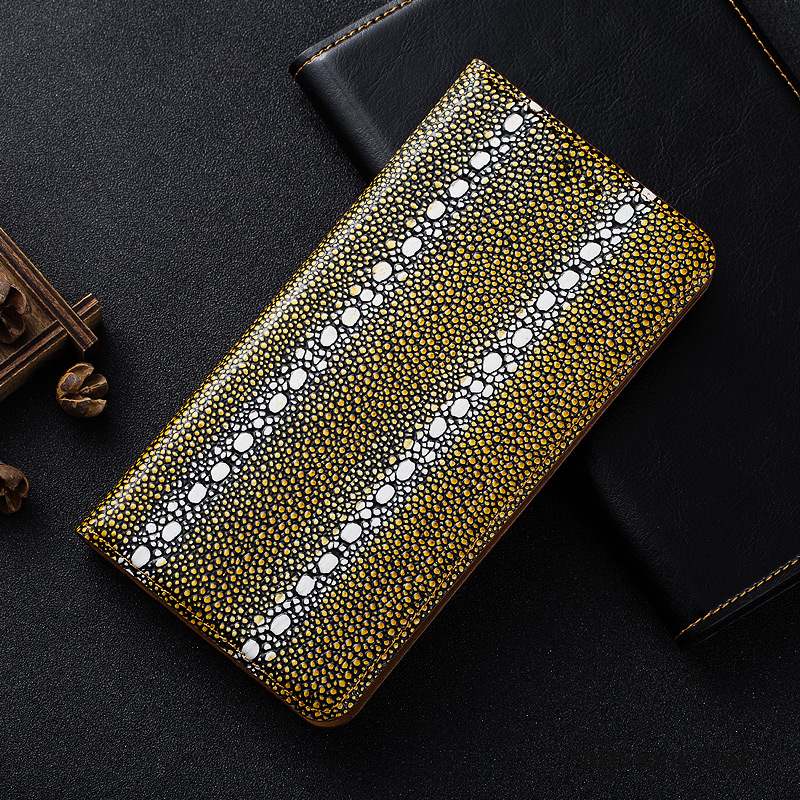 Redmi 7a Coque Protection Petit Noir Cuir Véritable Housse Perle