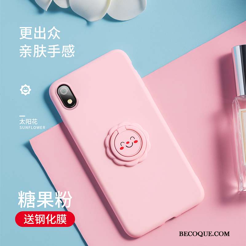 Redmi 7a Coque Support Protection Silicone Petit Étui Rose