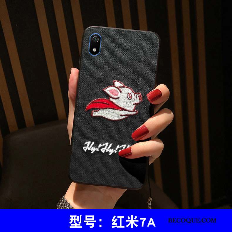 Redmi 7a Coque Étui Broderie Dessin Animé Petit Silicone Fluide Doux