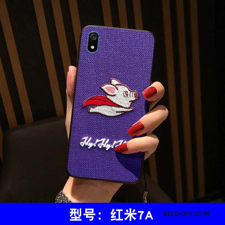 Redmi 7a Coque Étui Broderie Dessin Animé Petit Silicone Fluide Doux