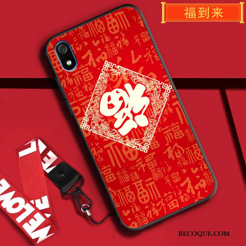 Redmi 7a Rouge Coque De Téléphone Fluide Doux Ornements Suspendus Protection Tout Compris