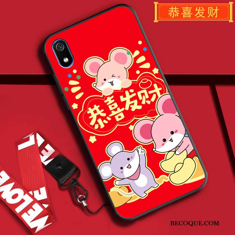 Redmi 7a Rouge Coque De Téléphone Fluide Doux Ornements Suspendus Protection Tout Compris