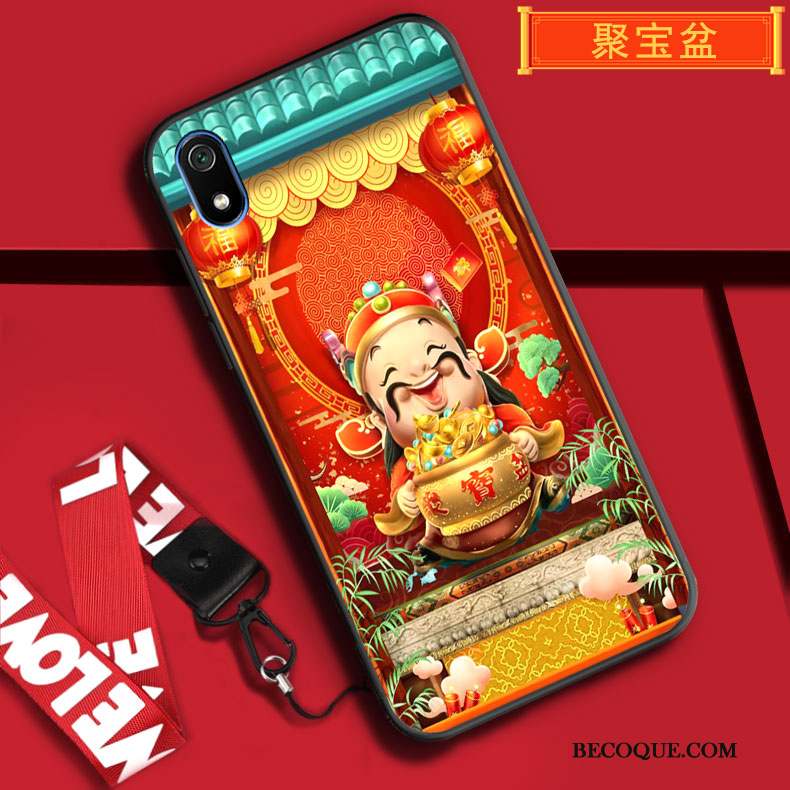 Redmi 7a Rouge Coque De Téléphone Fluide Doux Ornements Suspendus Protection Tout Compris