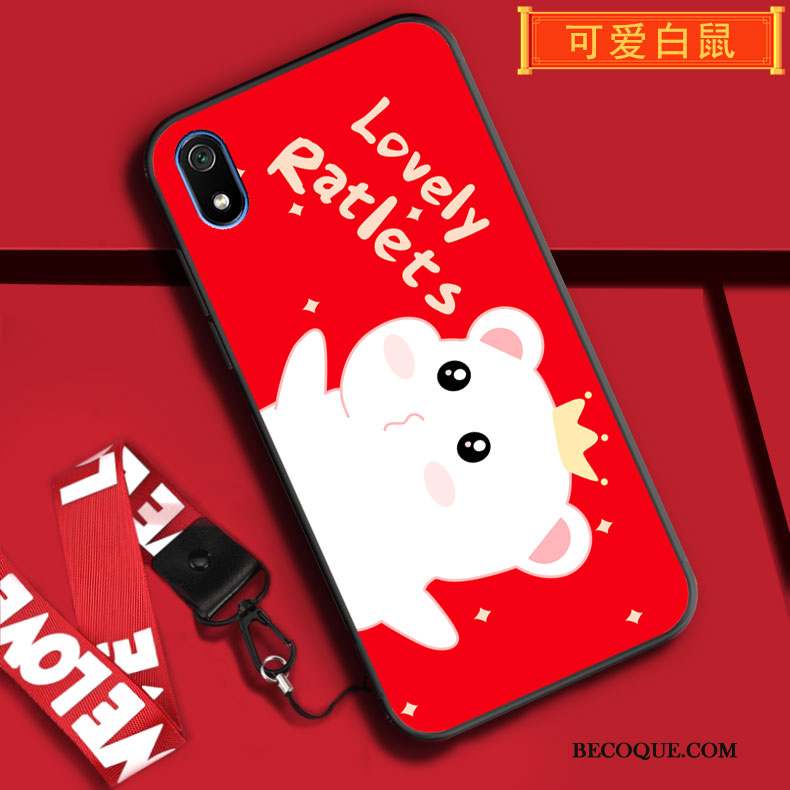 Redmi 7a Rouge Coque De Téléphone Fluide Doux Ornements Suspendus Protection Tout Compris