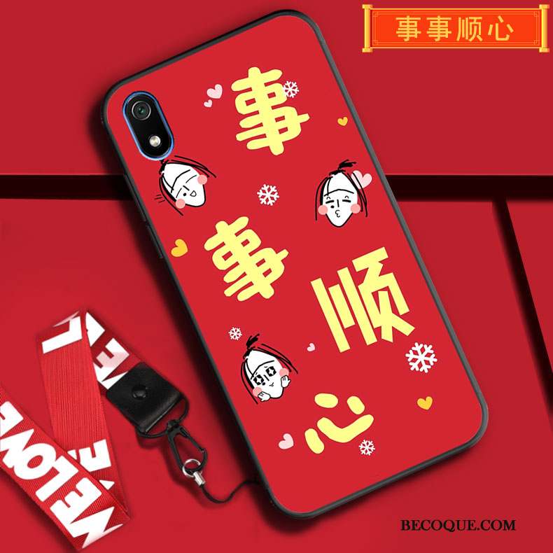 Redmi 7a Rouge Coque De Téléphone Fluide Doux Ornements Suspendus Protection Tout Compris