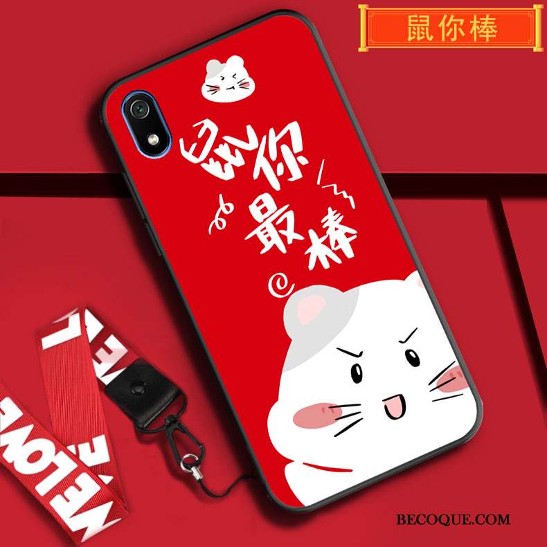 Redmi 7a Rouge Coque De Téléphone Fluide Doux Ornements Suspendus Protection Tout Compris