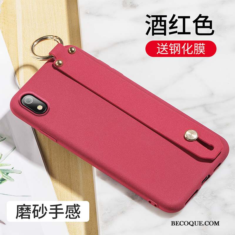 Redmi 7a Silicone Délavé En Daim Rouge Protection Coque De Téléphone Gris