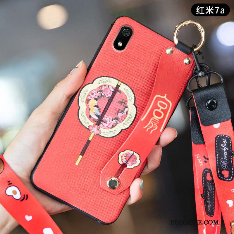 Redmi 7a Vent Étui Coque De Téléphone Style Chinois Délavé En Daim Petit