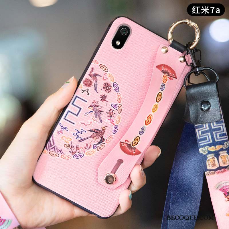 Redmi 7a Vent Étui Coque De Téléphone Style Chinois Délavé En Daim Petit