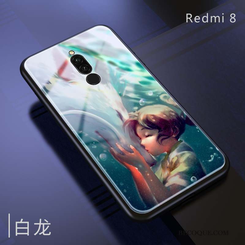 Redmi 8 Coque De Téléphone Blanc Rouge Verre Violet Étui