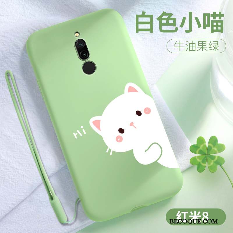 Redmi 8 Coque Rouge Vert Charmant Protection Téléphone Portable Tempérer