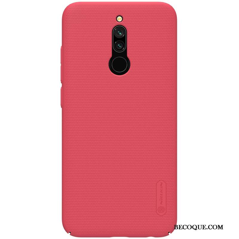 Redmi 8 Difficile Étui Délavé En Daim Coque Noir Rouge