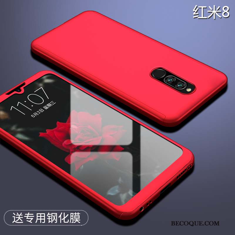 Redmi 8 Délavé En Daim Nouveau Incassable Coque Rouge Tout Compris