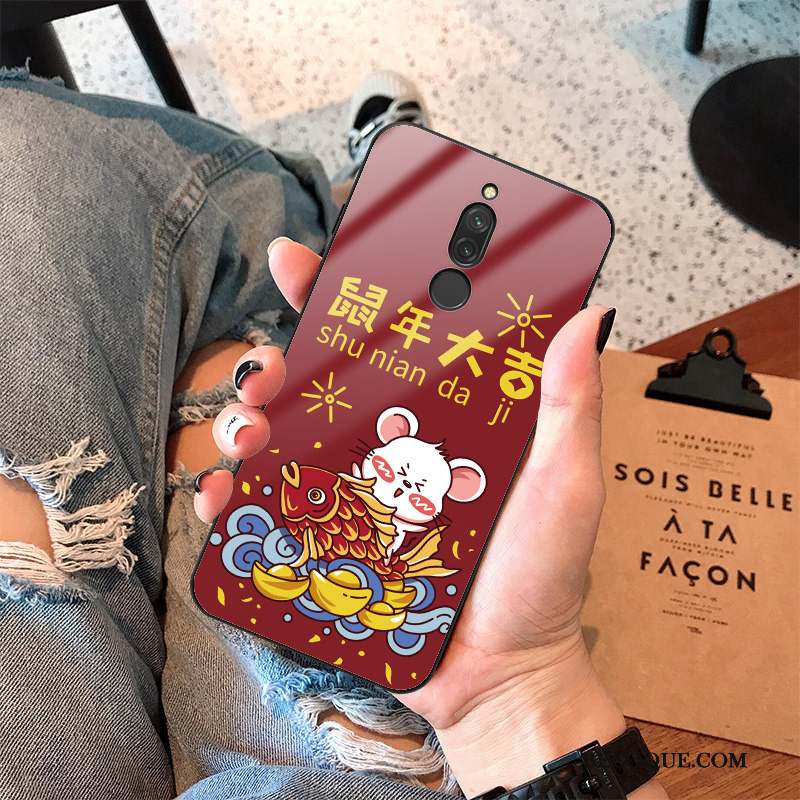 Redmi 8 Protection Rat Coque De Téléphone Net Rouge Dessin Animé Silicone