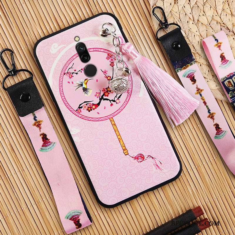 Redmi 8 Rose Délavé En Daim Coque Protection Rouge Fluide Doux