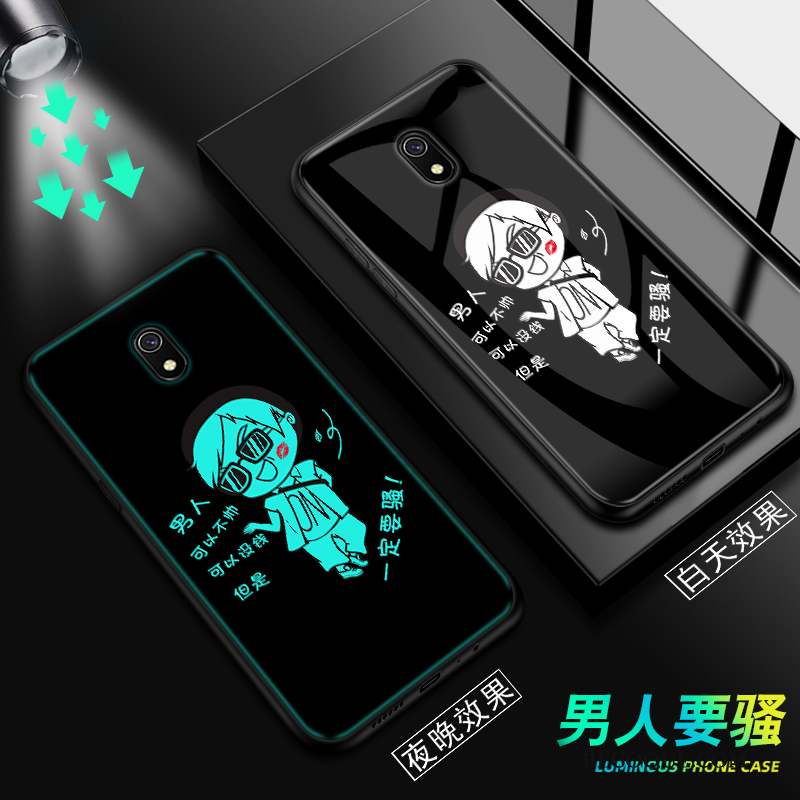 Redmi 8a Coque De Téléphone Dessin Animé Verre Noir Protection Rouge