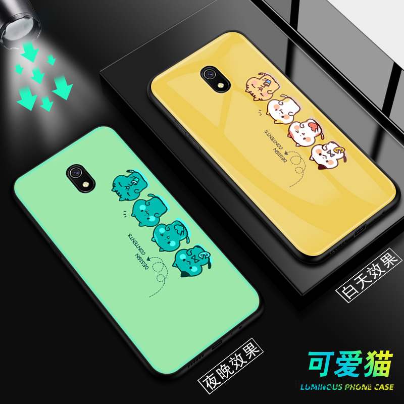 Redmi 8a Coque De Téléphone Dessin Animé Verre Noir Protection Rouge