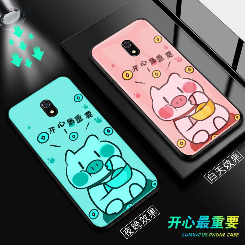 Redmi 8a Coque De Téléphone Dessin Animé Verre Noir Protection Rouge