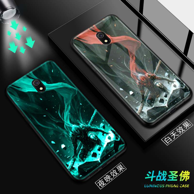 Redmi 8a Coque De Téléphone Dessin Animé Verre Noir Protection Rouge