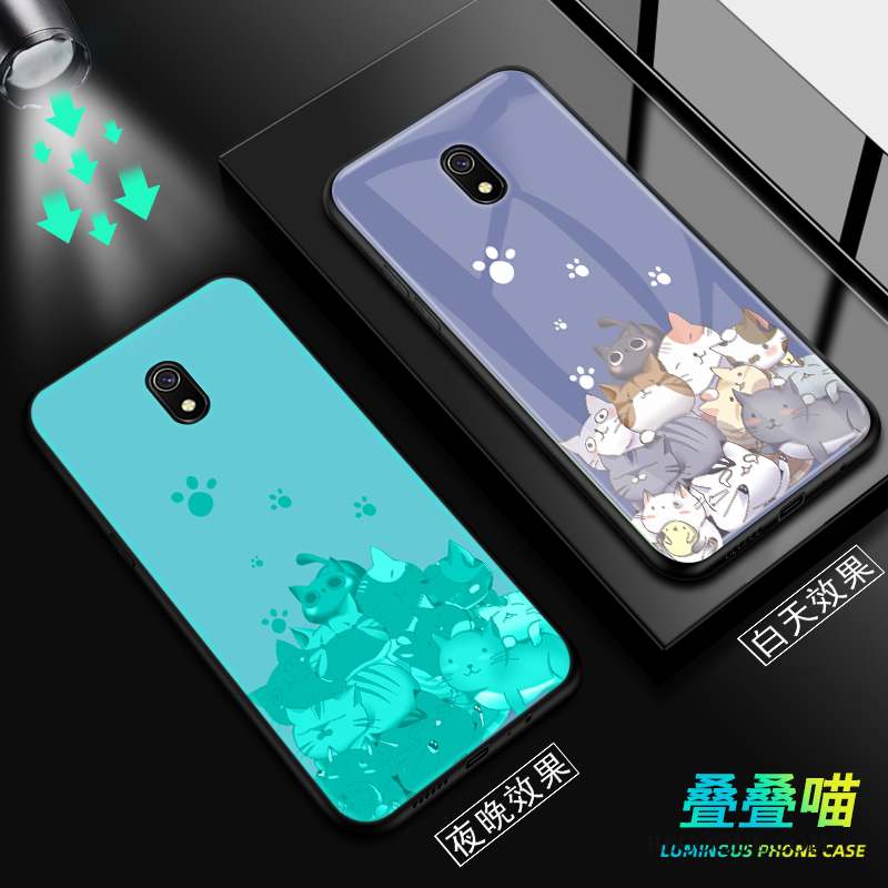 Redmi 8a Coque De Téléphone Dessin Animé Verre Noir Protection Rouge