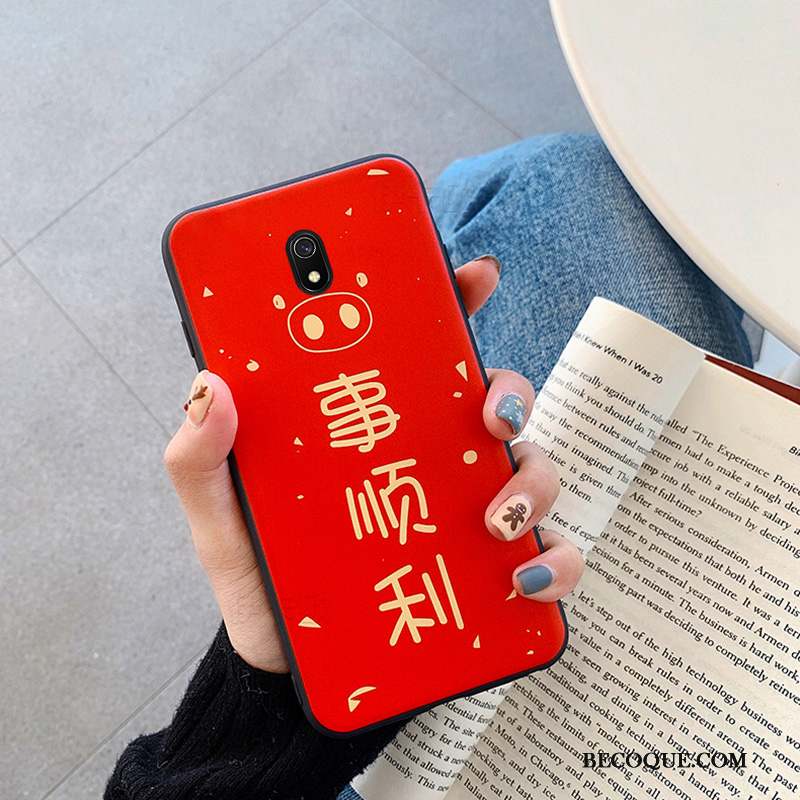 Redmi 8a Coque Fluide Doux Nouveau Dessin Animé Créatif Rouge Très Mince