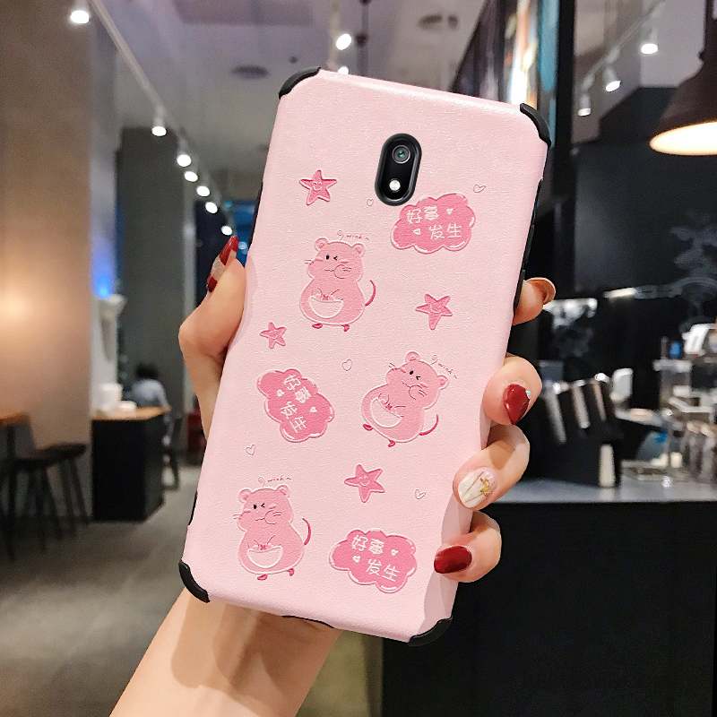 Redmi 8a Coque Tout Compris Rouge Charmant Dessin Animé Membrane Tendance