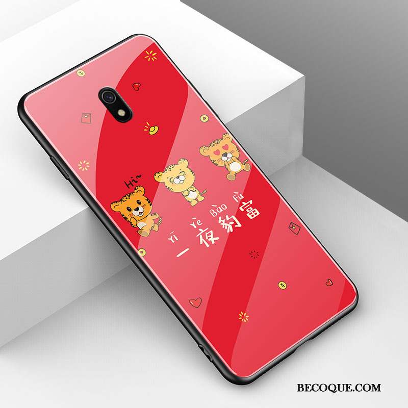 Redmi 8a Coque Verre Simple Mode Net Rouge Nouveau Animal