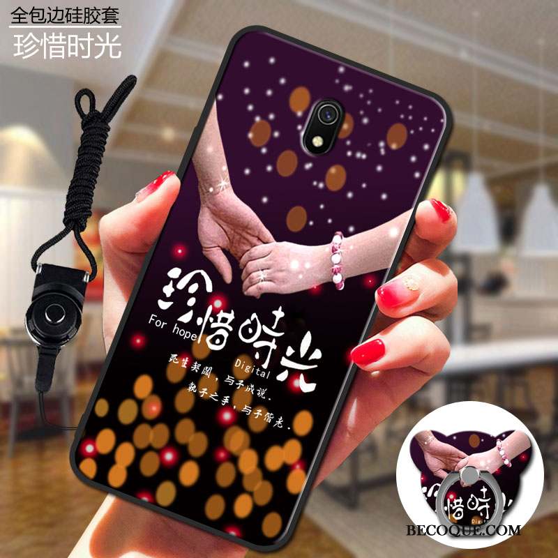 Redmi 8a Rose Noir Coque Fluide Doux Rouge Téléphone Portable