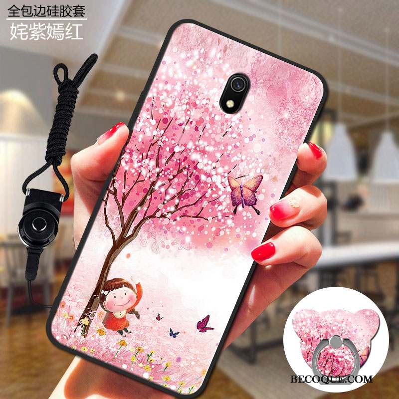 Redmi 8a Rose Noir Coque Fluide Doux Rouge Téléphone Portable