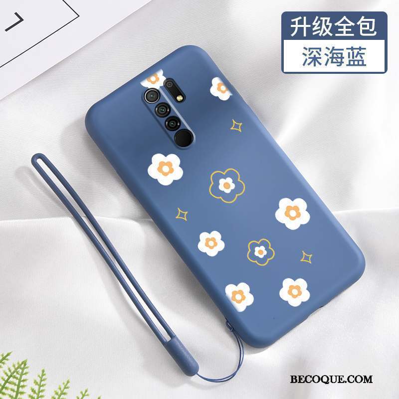 Redmi 9 Coque Délavé En Daim Protection Tendance Fluide Doux Étui Net Rouge