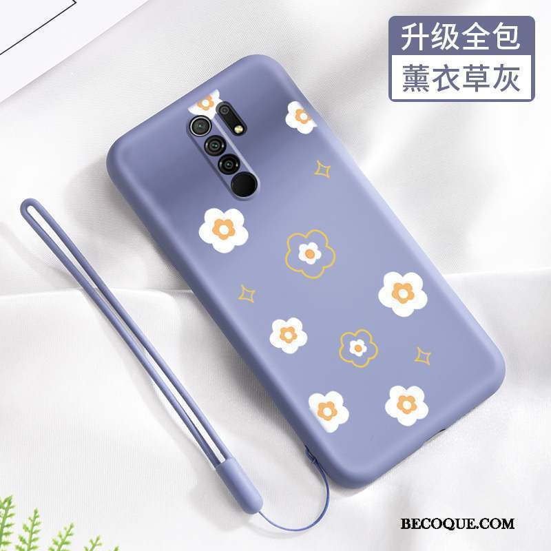 Redmi 9 Coque Délavé En Daim Protection Tendance Fluide Doux Étui Net Rouge