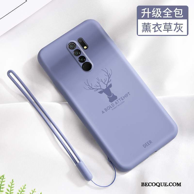 Redmi 9 Coque Fluide Doux Amoureux Étui Net Rouge Délavé En Daim Tout Compris