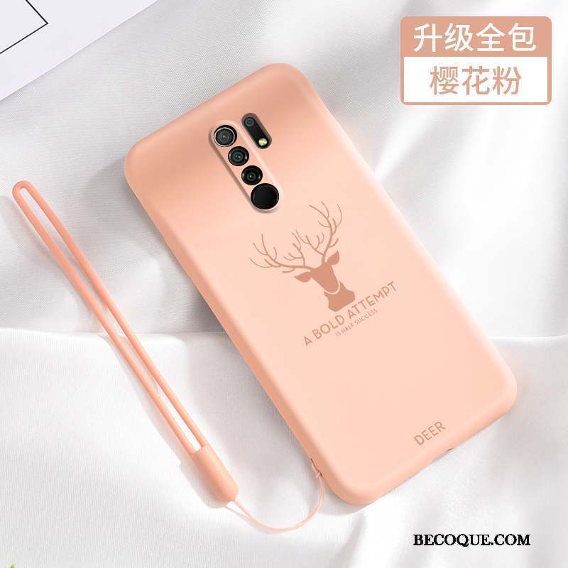 Redmi 9 Coque Fluide Doux Amoureux Étui Net Rouge Délavé En Daim Tout Compris