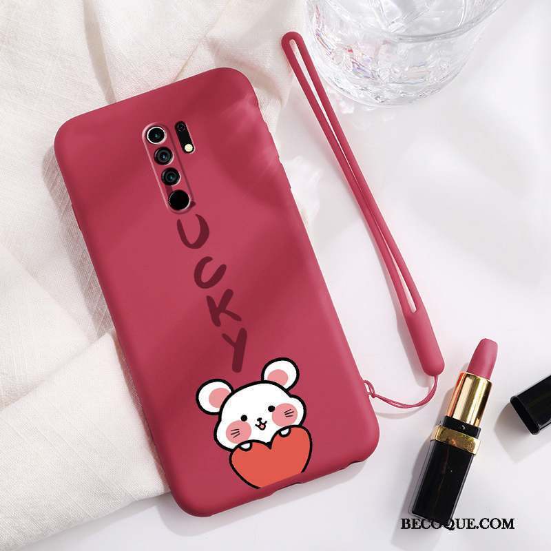 Redmi 9 Coque Marque De Tendance Protection Créatif Très Mince Rouge