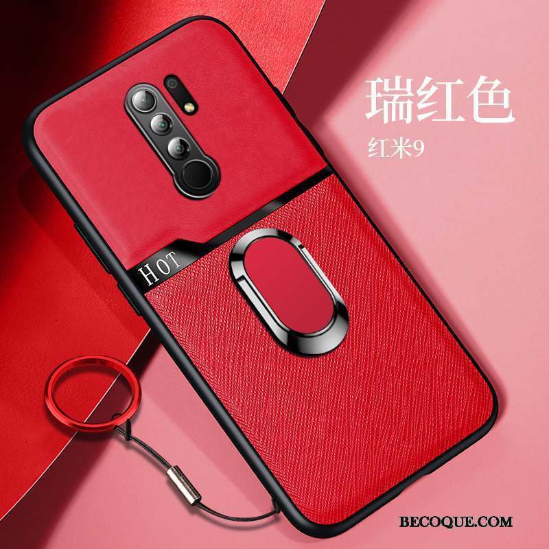 Redmi 9 Coque Orange Protection Étui Anneau Incassable Rouge