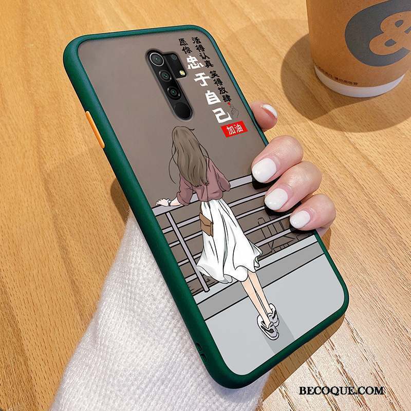 Redmi 9 Coque Petit Personnalité Silicone Transparent Très Mince Rouge